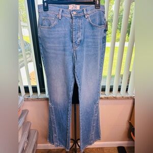 We The Free Womens Button Fly Wide Leg Flares W/Buttons Denim Jeans Size 28